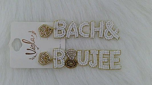 White and Gold Bach & Boujee Seed Beaded Earrings