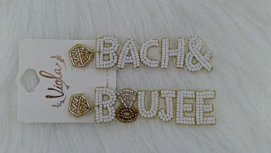 White and Gold Bach & Boujee Seed Beaded Earrings