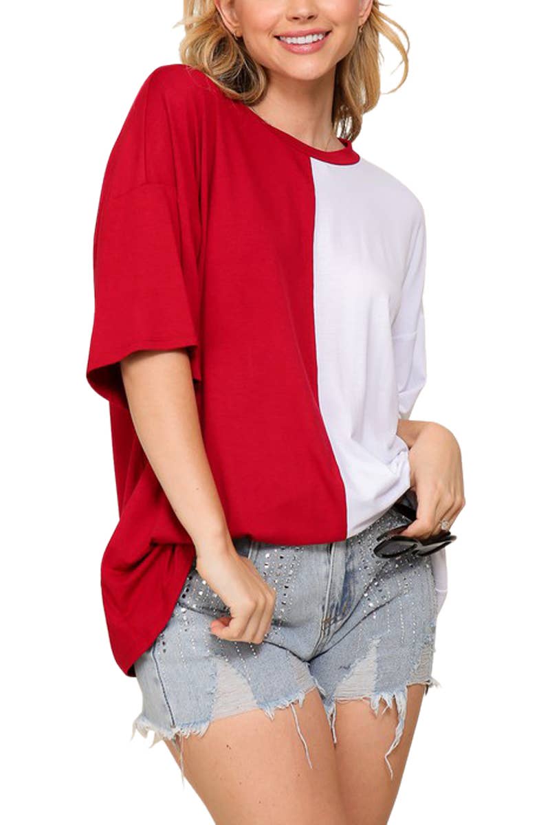Game Day Multi Color Knit Top- Royal & White