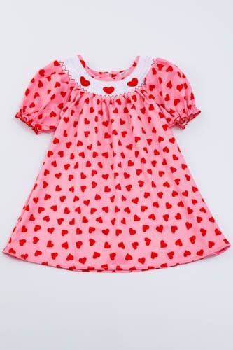 Heart Smocked Girls Dress Valentine