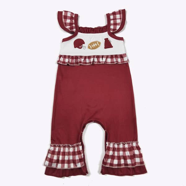 Team Spirit Baby Romper- Burgundy Embroidery