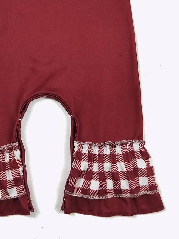 Team Spirit Baby Romper- Burgundy Embroidery