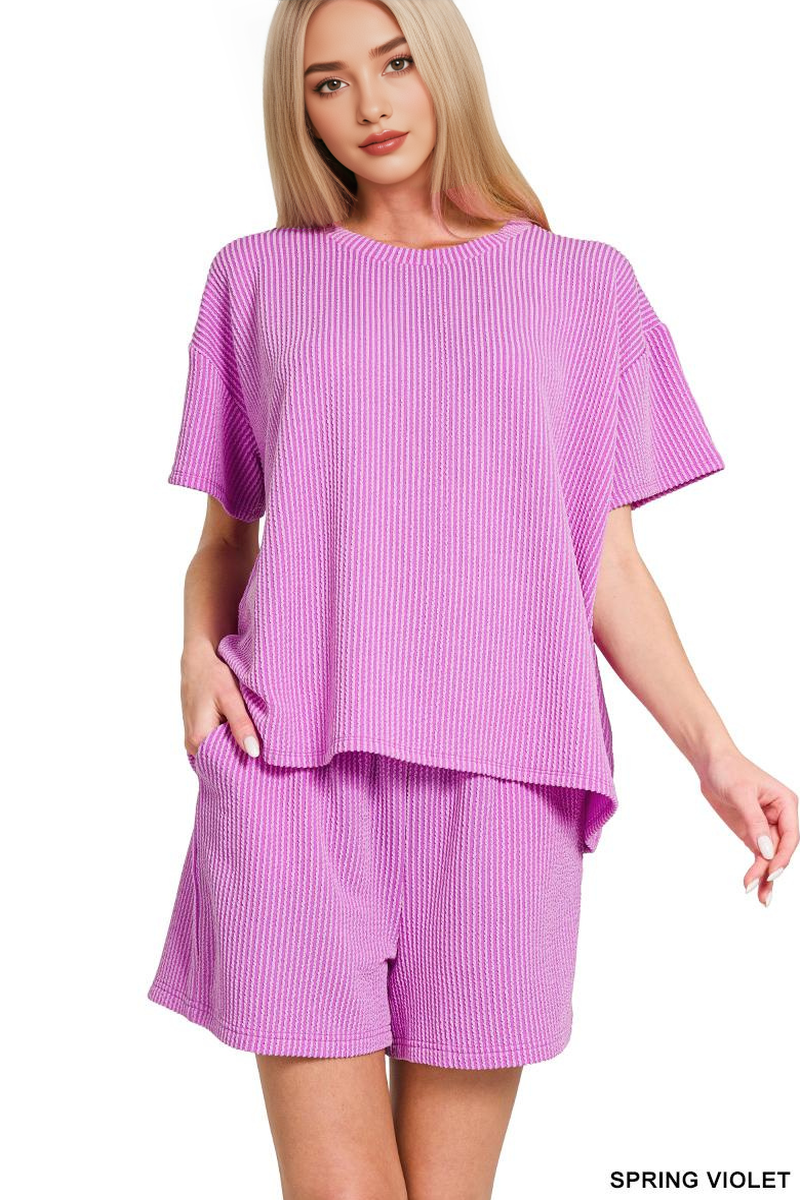 Corded Rib Tee & Shorts Set