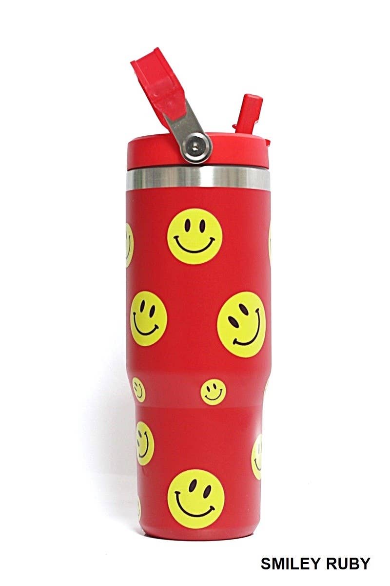 Mardi Gras Swirl 30 OZ STAINLESS STEEL FLIP STRAW TUMBLER- MARDI GRAS SWIRL