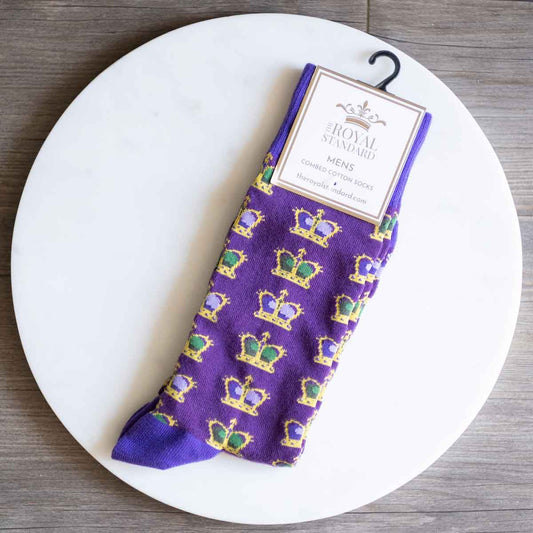 Men's King Crown Socks   Purple/Green/Yellow   One Size