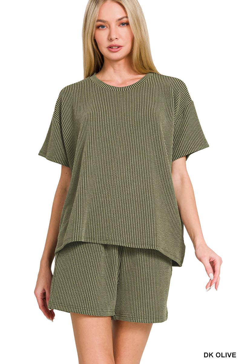 Corded Rib Tee & Shorts Set