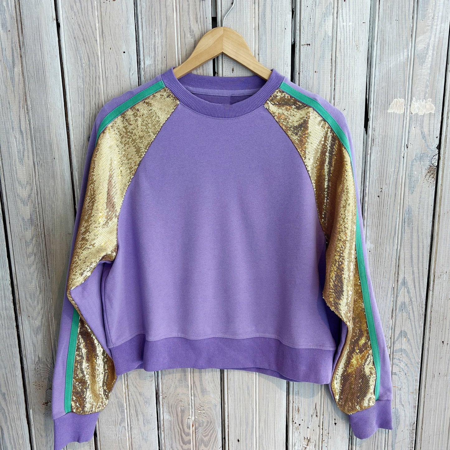 Lavender Mardi Sweatshirt with Gold Sequins