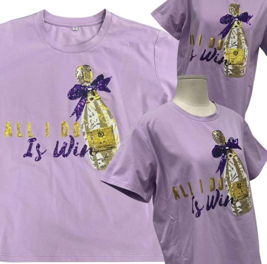All I Do Is Win Sequin Tee-Lavander
