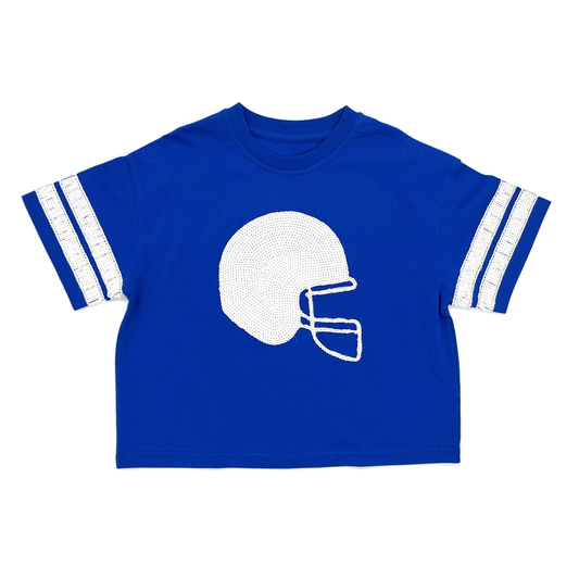 Royal Blue Sequin Helmet Top