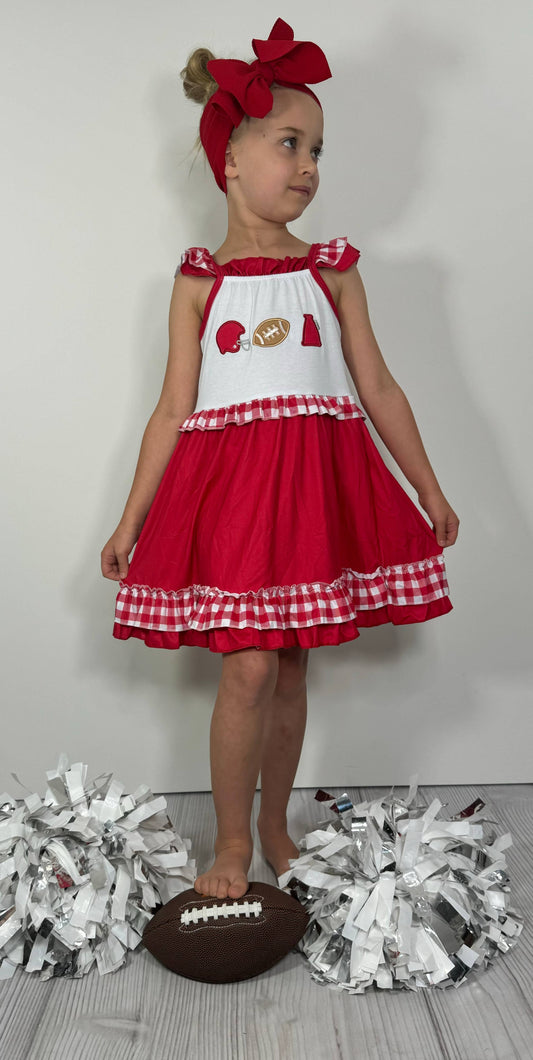 Team Spirit Girls Dress- Red Embroidery
