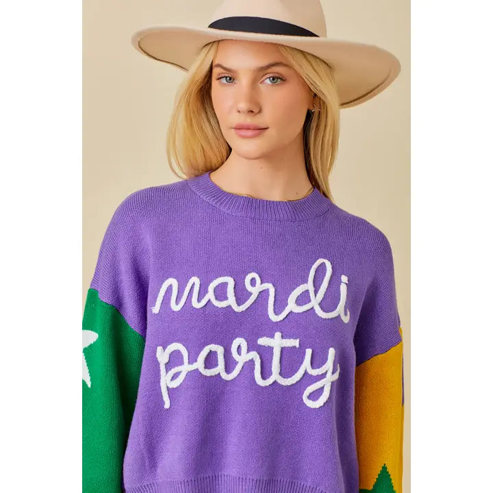 Mardi Party Color Block Sweater