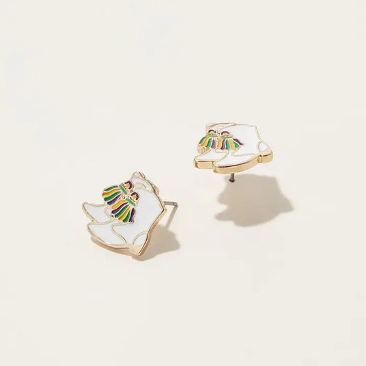 Mardi Gras Small Boots Stud Earrings