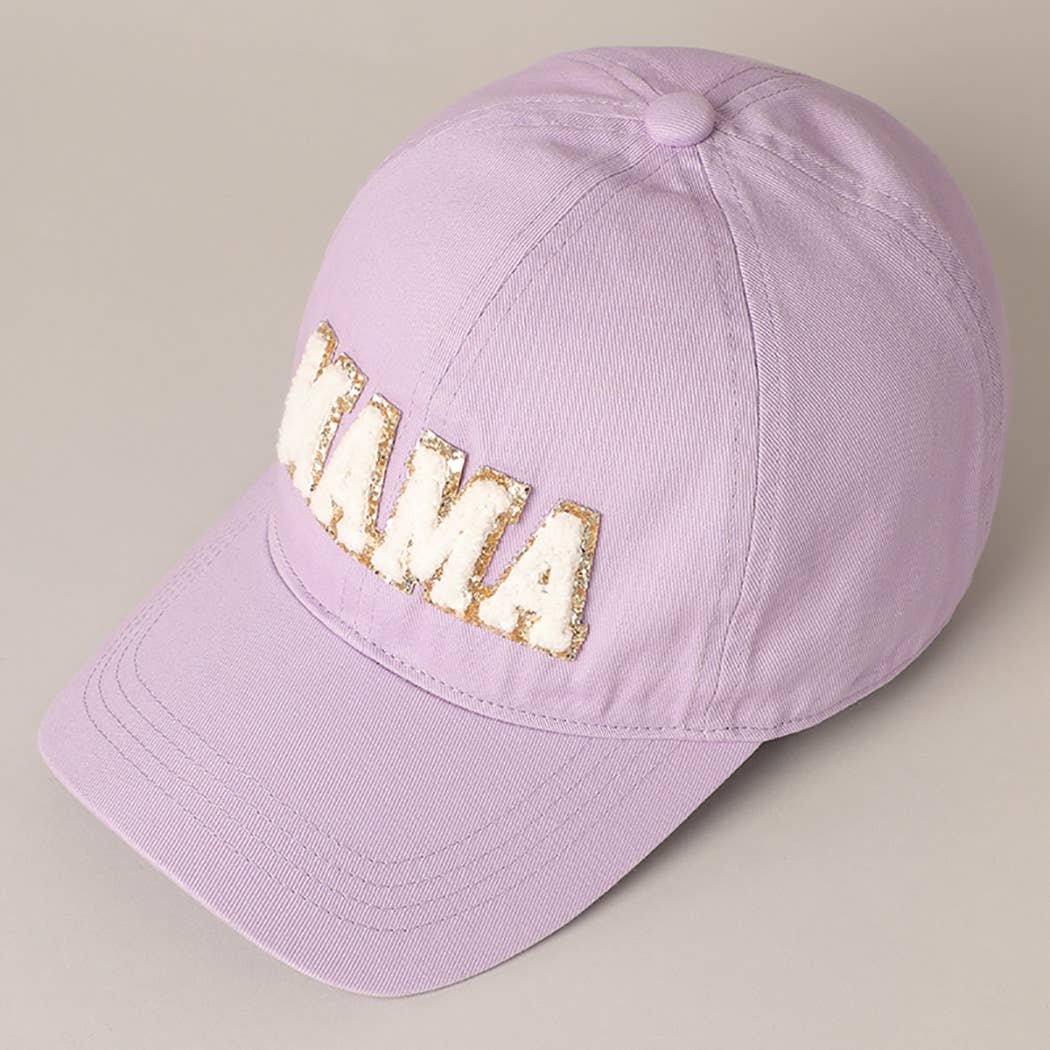 MAMA Chenille Letter Patch Cotton Baseball Cap- Hot Pink
