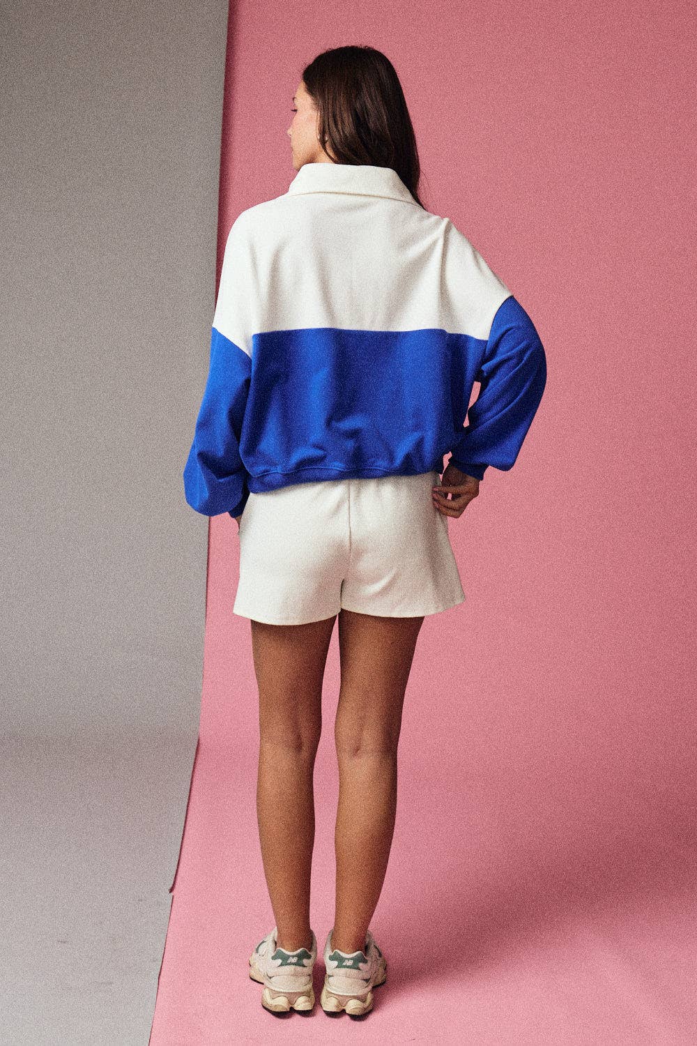 Royal Blue Colorblock Half Zip Pullover