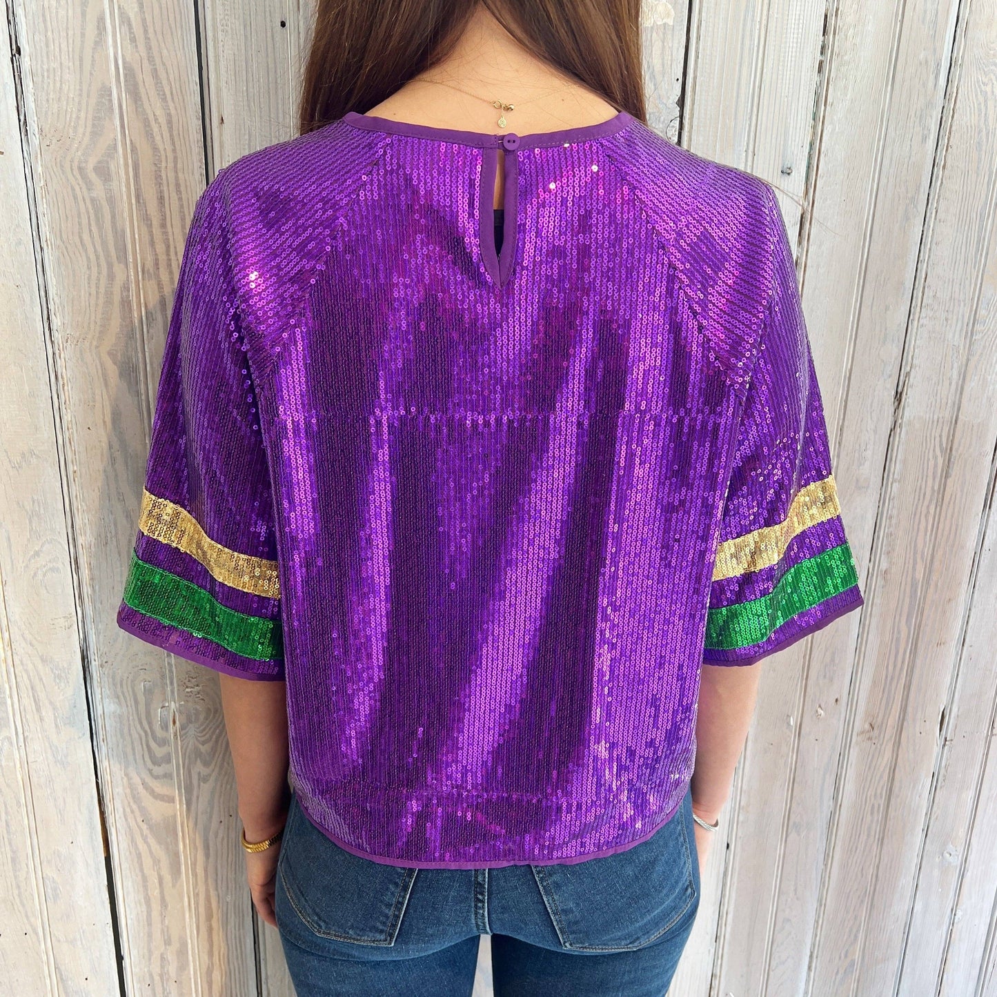 Mardi Gras Sequin Jersey Stripe Short sleeve