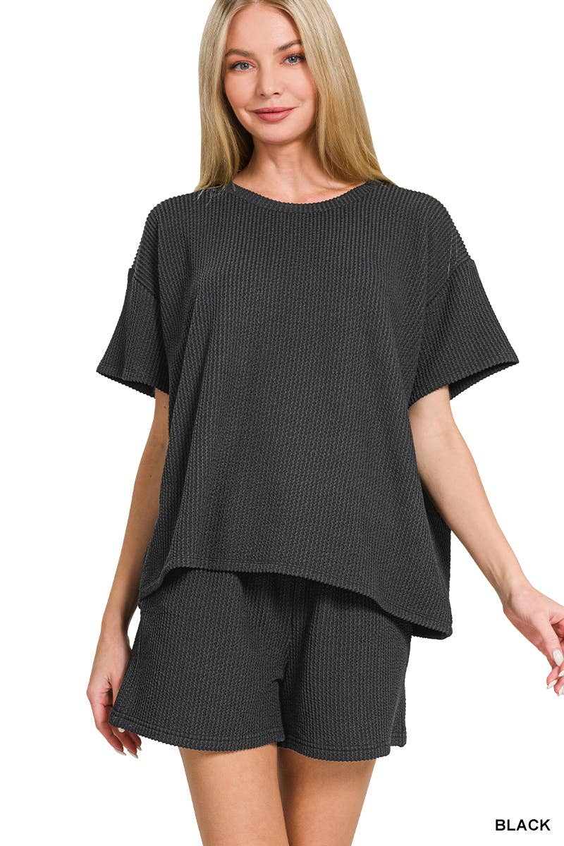 Corded Rib Tee & Shorts Set