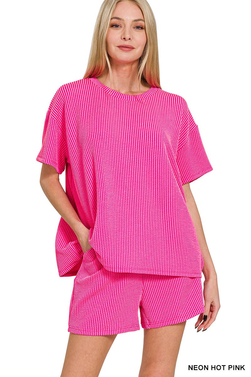 Corded Rib Tee & Shorts Set