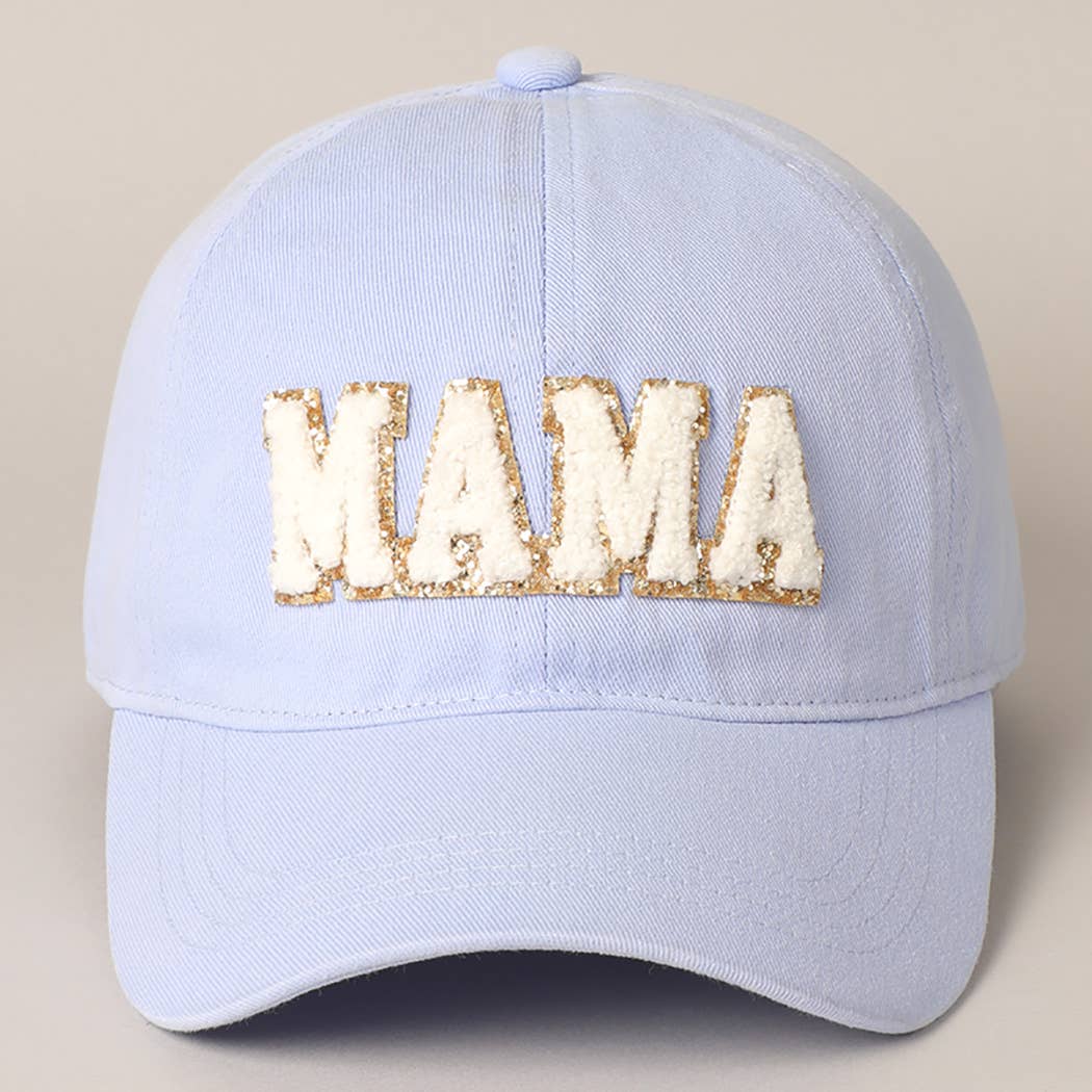 MAMA Chenille Letter Patch Cotton Baseball Cap- Hot Pink