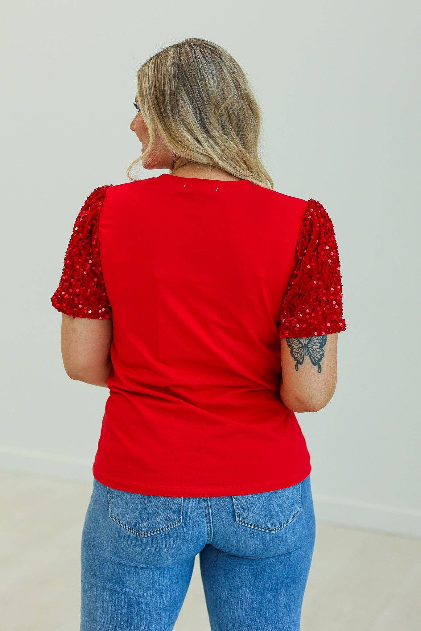 Christmas Tree Patch Top- Red