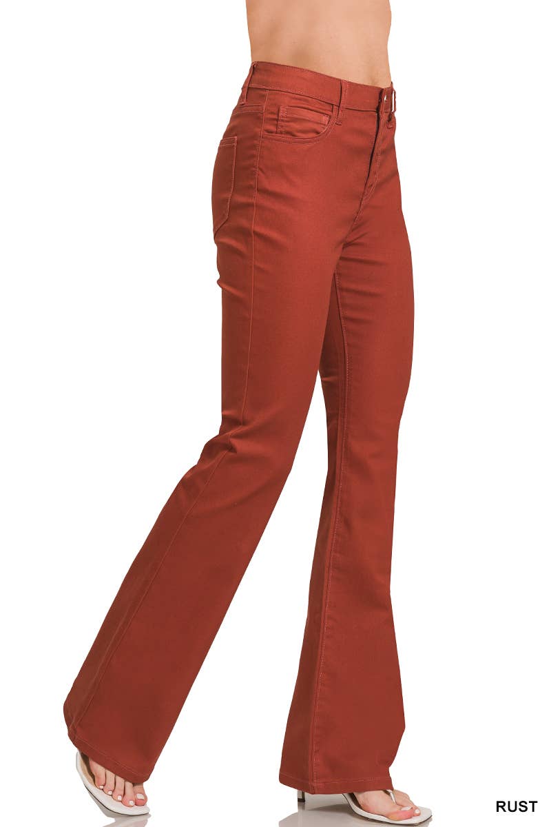 High Rise Bootcut Color Denim Pants