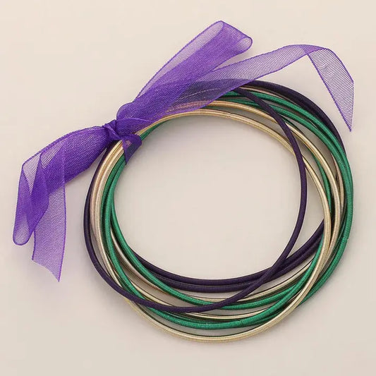 Mardi Gras Guitar String Stackable Stretch Bracelets 9 pcs