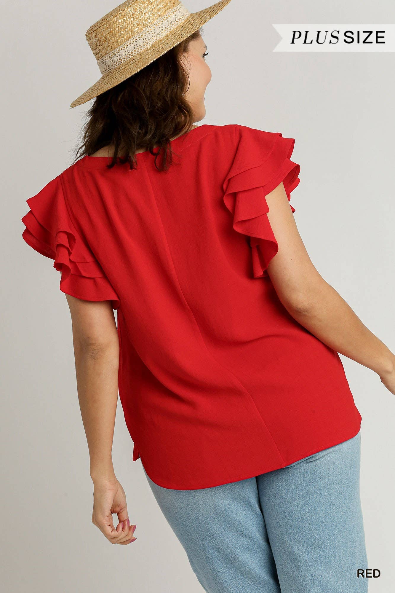 Boxy Cut Round Neck Layered Ruffle Sleeve Top- Navy