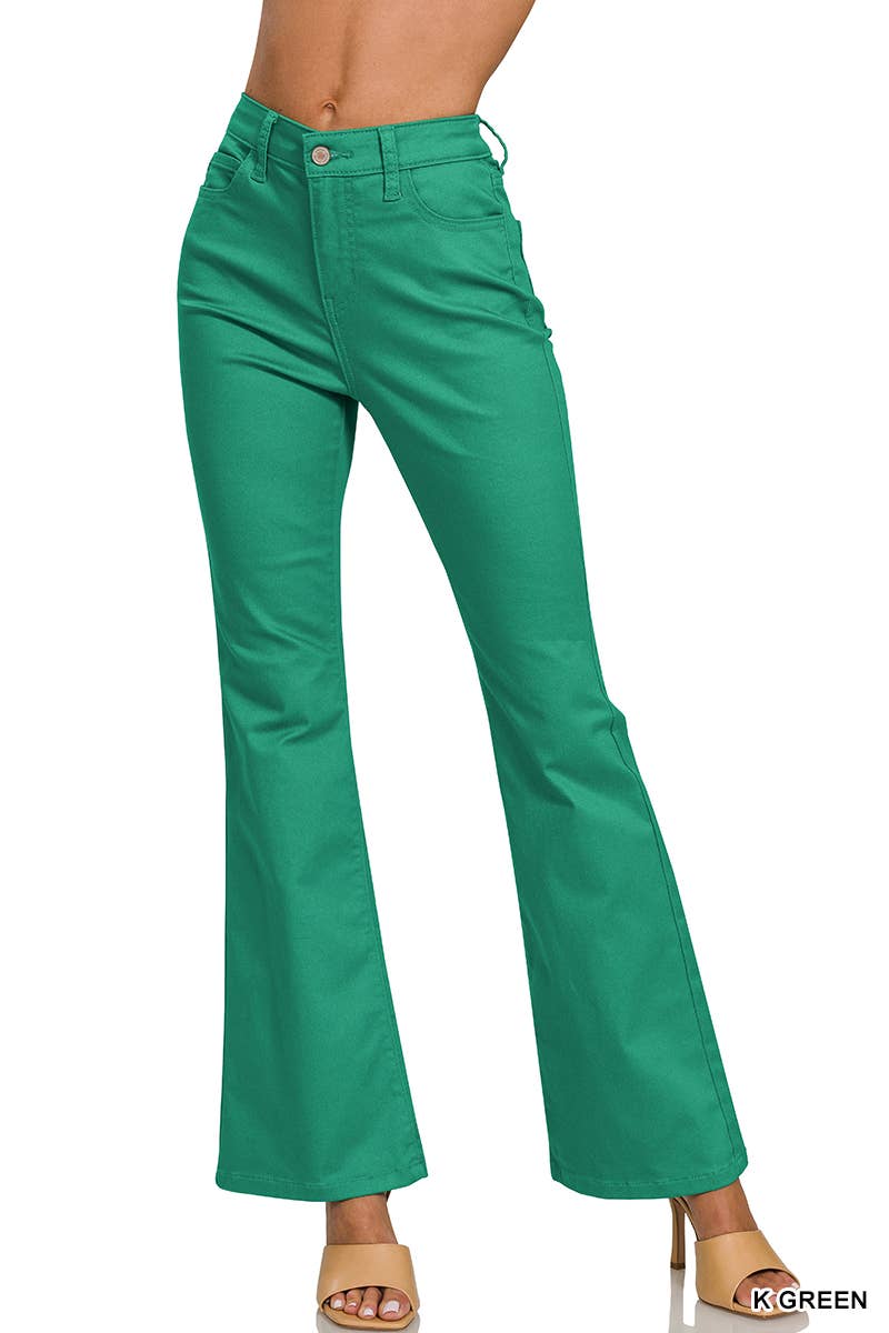 High Rise Bootcut Color Denim Pants