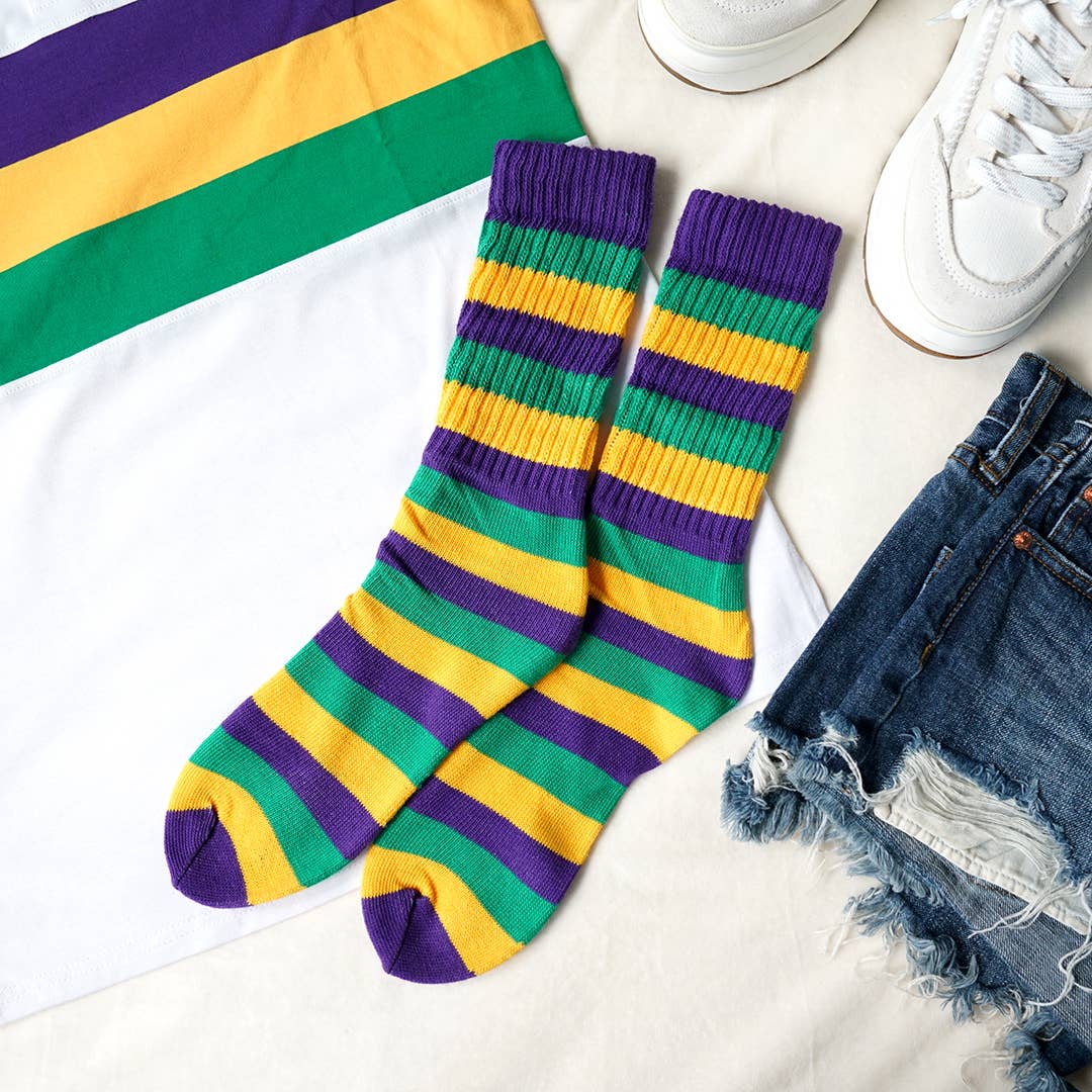 Mardi Gras Slouchy Socks
