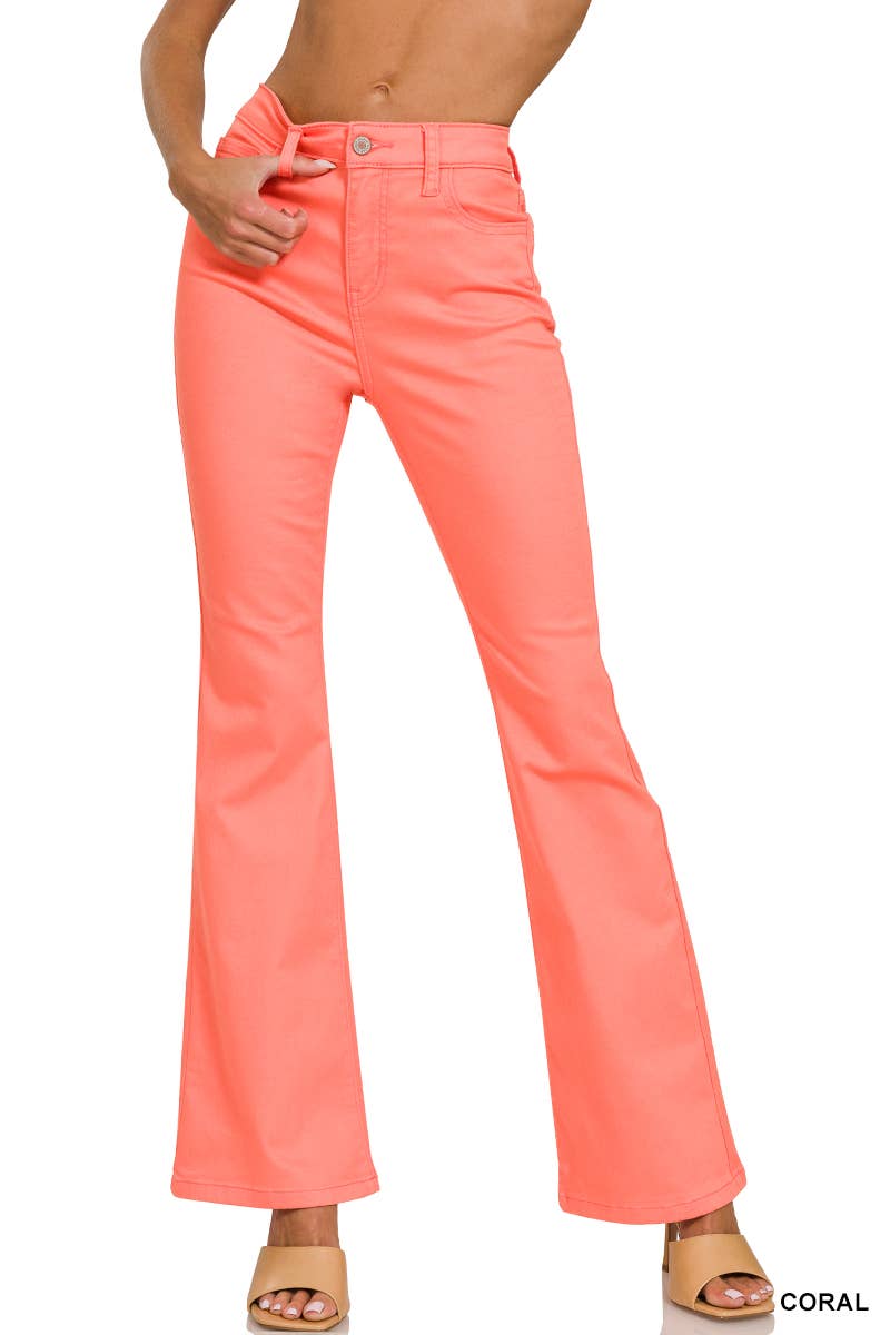 High Rise Bootcut Color Denim Pants