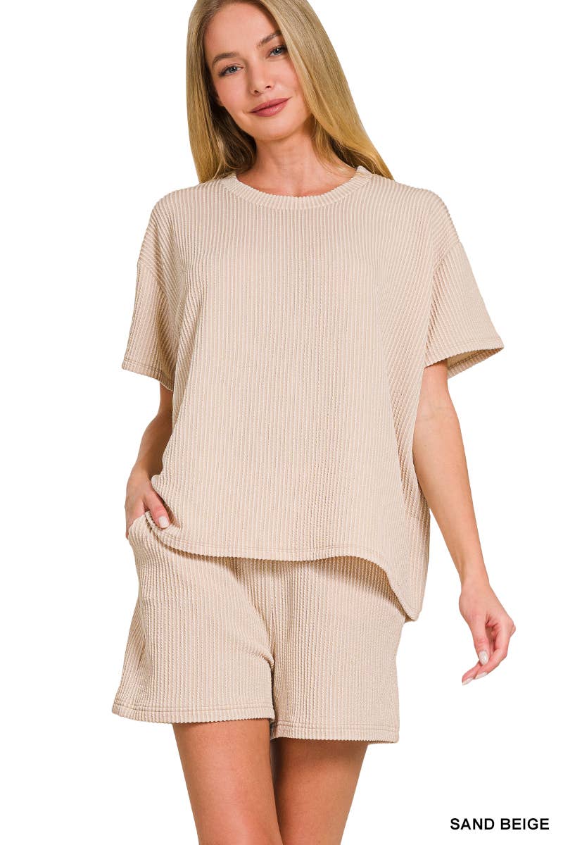 Corded Rib Tee & Shorts Set