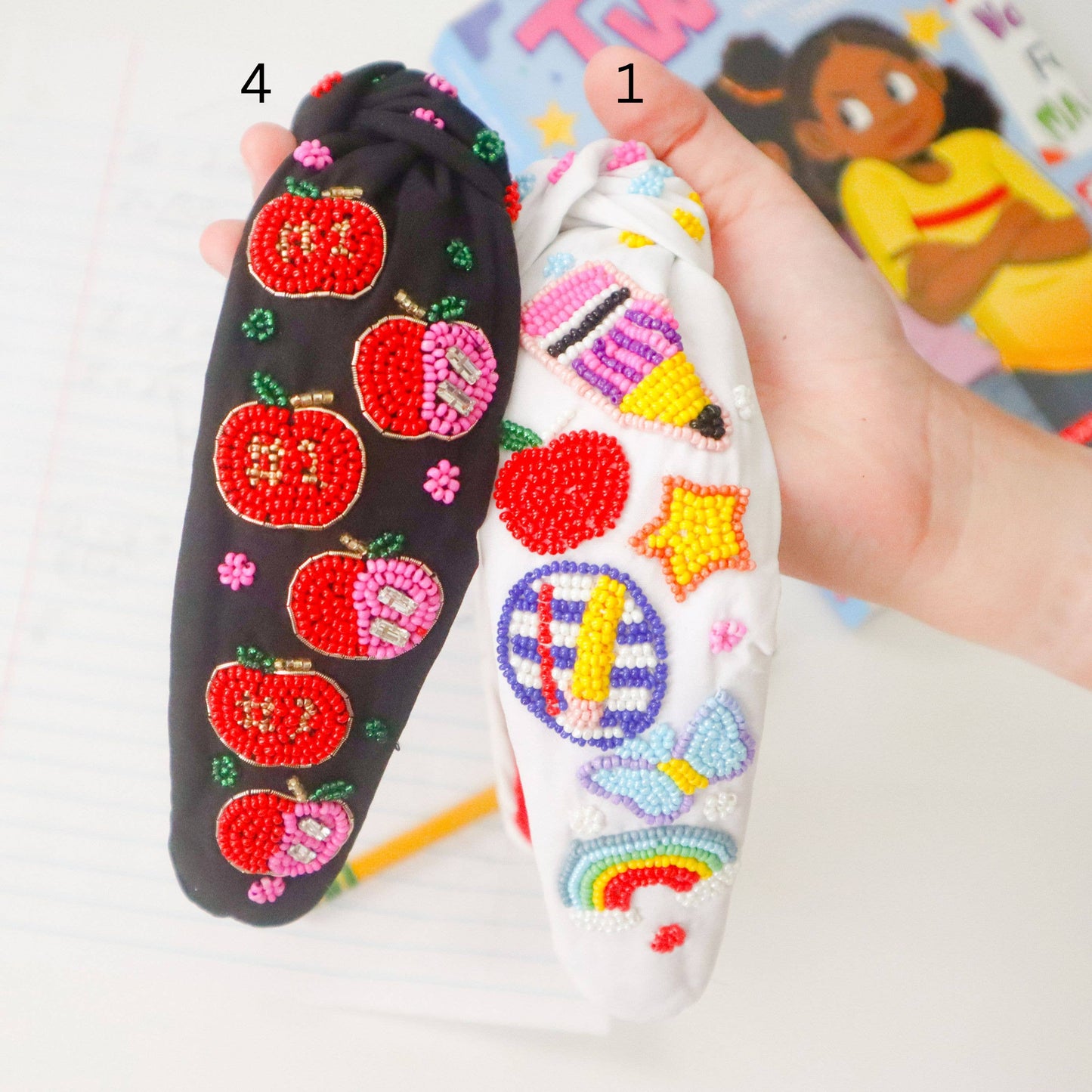 Teacher Black with Red/ Pink Apples Headband