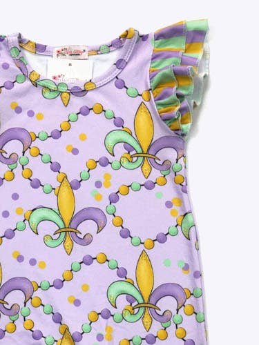 Fleur De Lis Baby Romper Mardi Gras