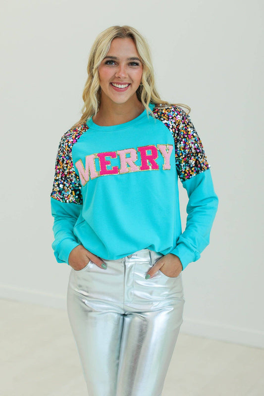 Merry Turquoise Sweatshirt