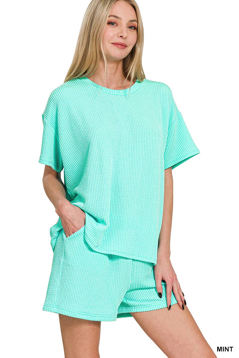 Corded Rib Tee & Shorts Set
