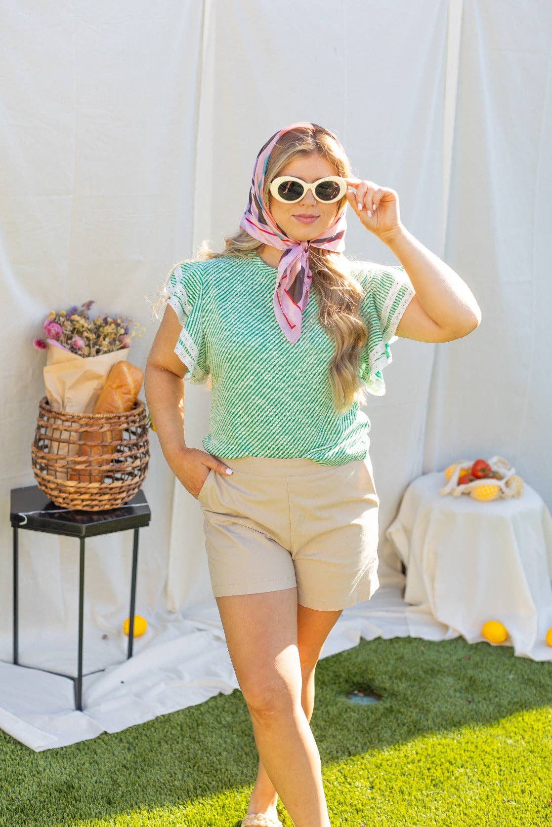 Knit Top Lace Trim Shirt
