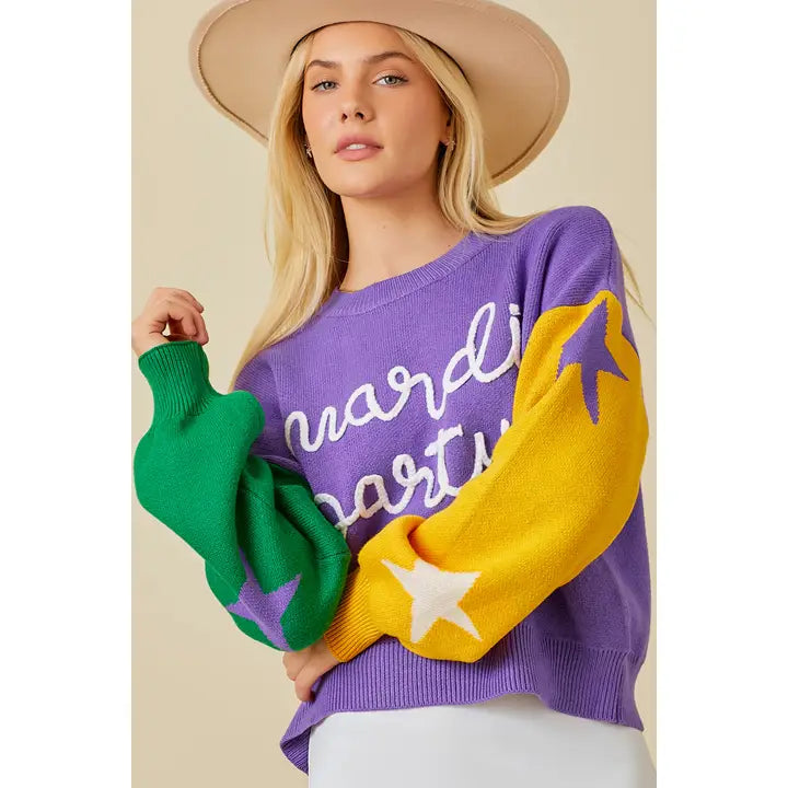Mardi Party Color Block Sweater