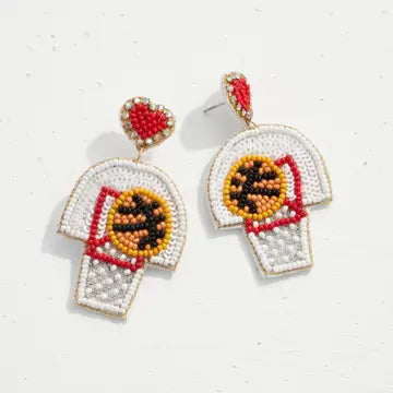 Basketball Seed Bead Earrings