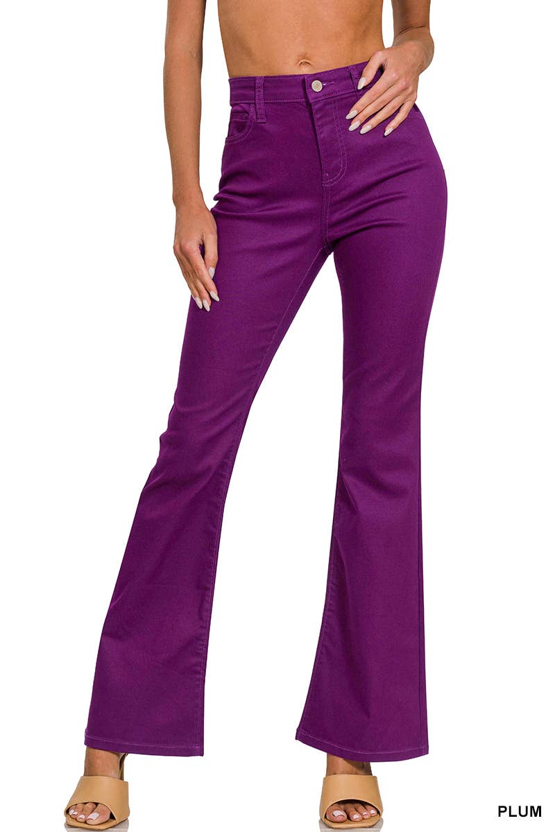High Rise Bootcut Color Denim Pants