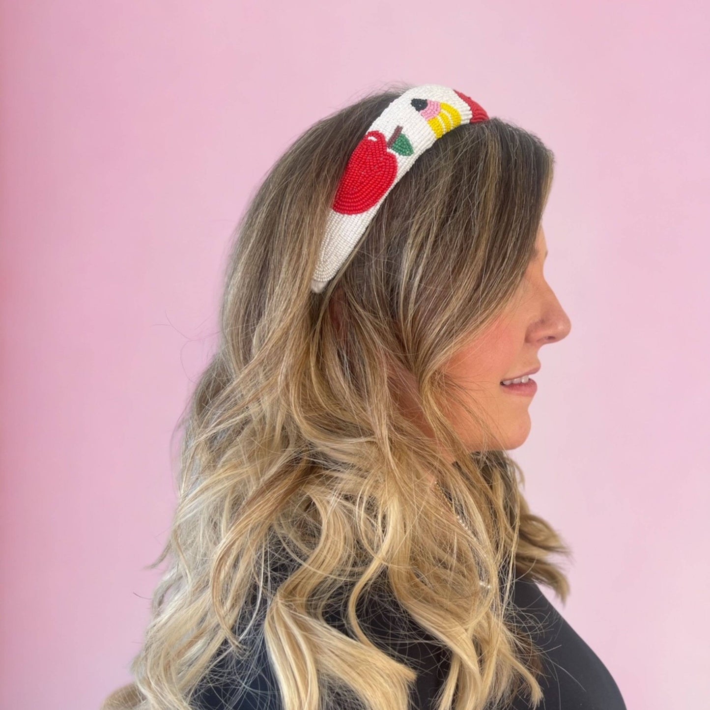 Teach Love Inspire Seed Bead Headband- Black