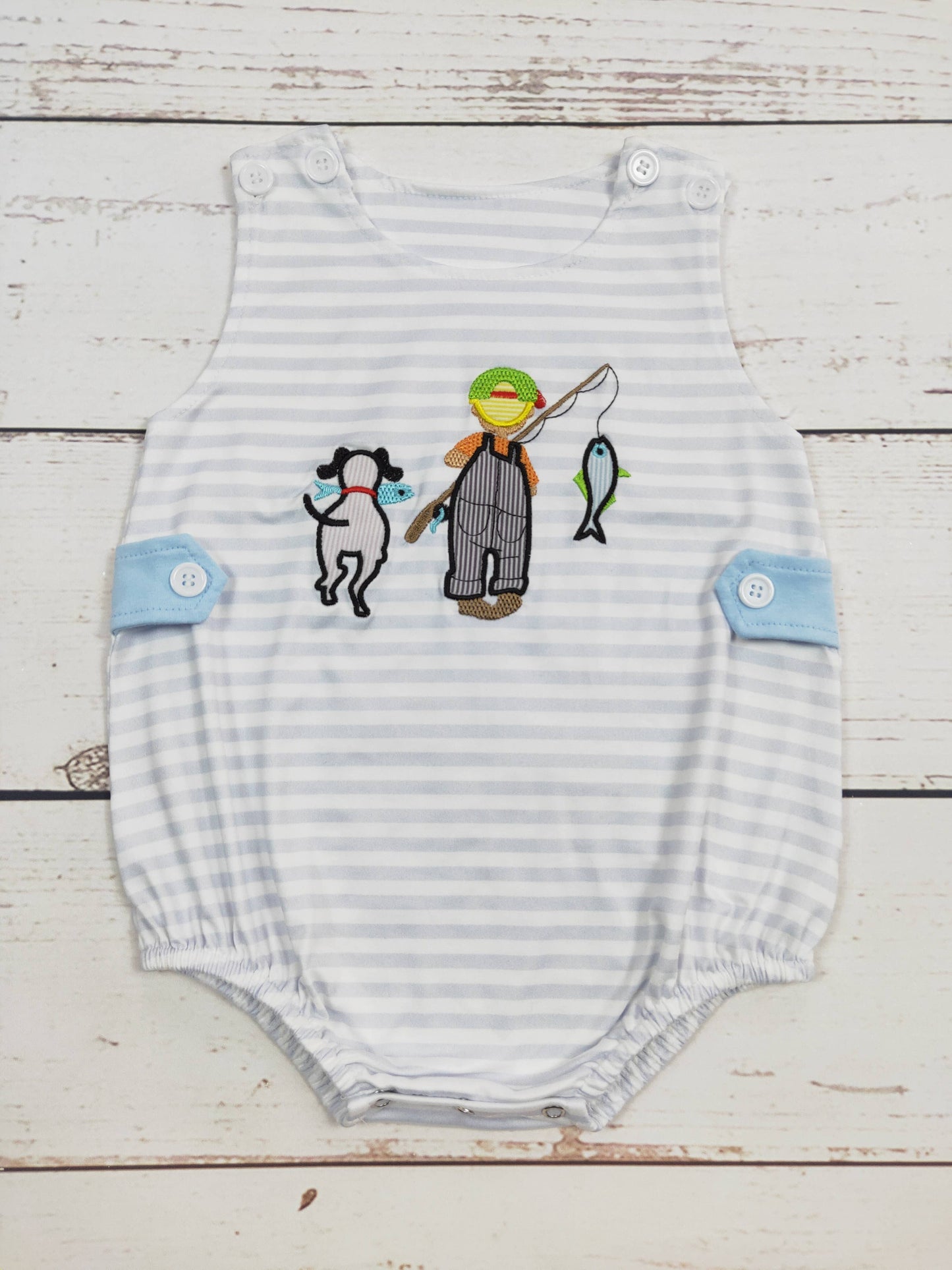 Baby Boy Fishing Lure Appliqué Bubble