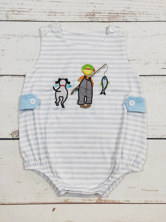 Baby Boy Fishing Lure Appliqué Bubble