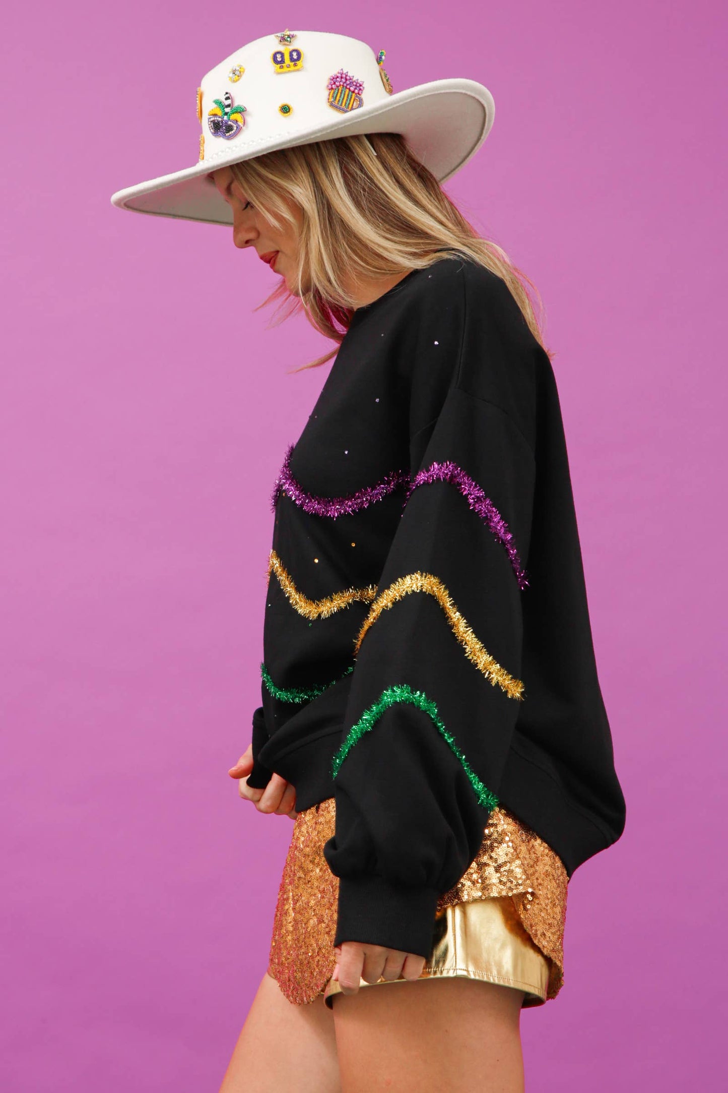 Mardi Gras Sweatshirt- Black