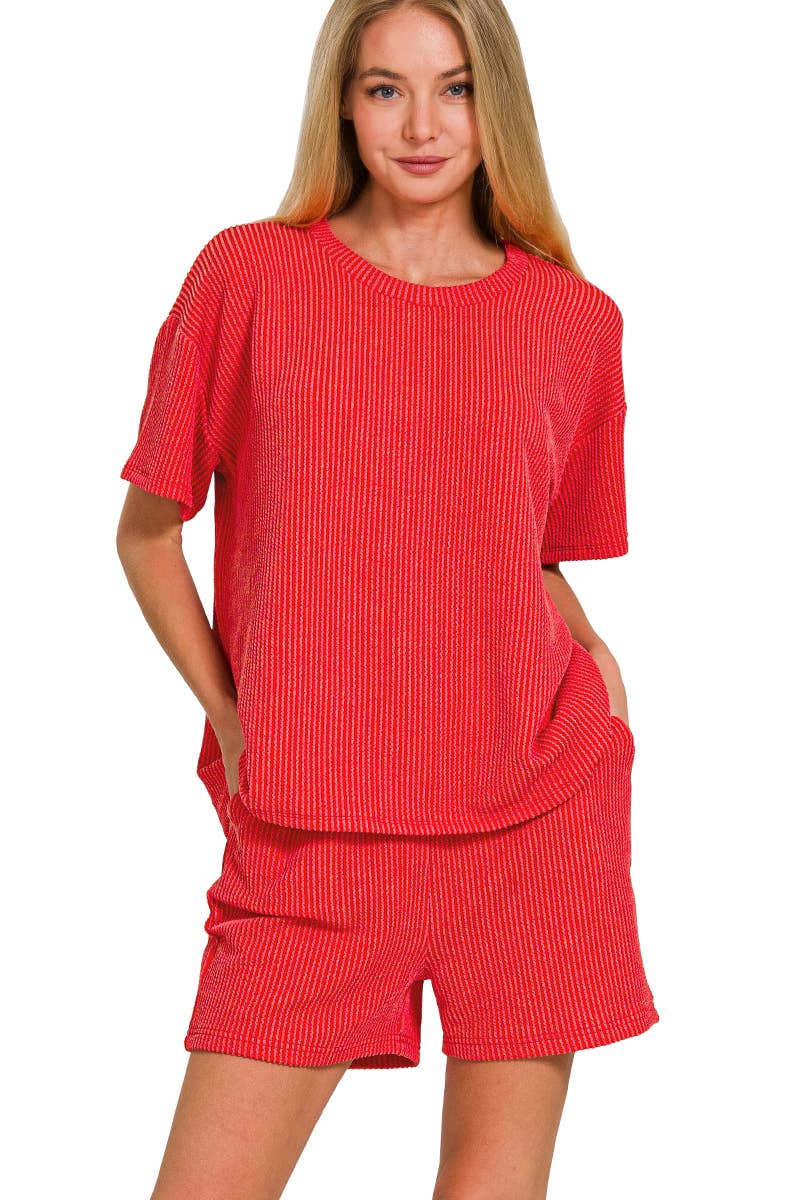 Corded Rib Tee & Shorts Set