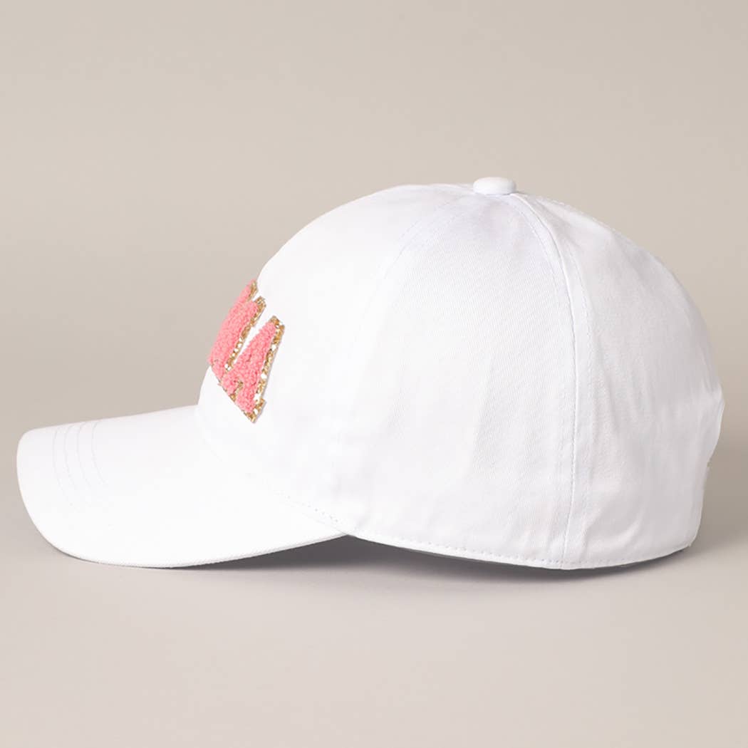 MAMA Chenille Letter Patch Cotton Baseball Cap- Hot Pink