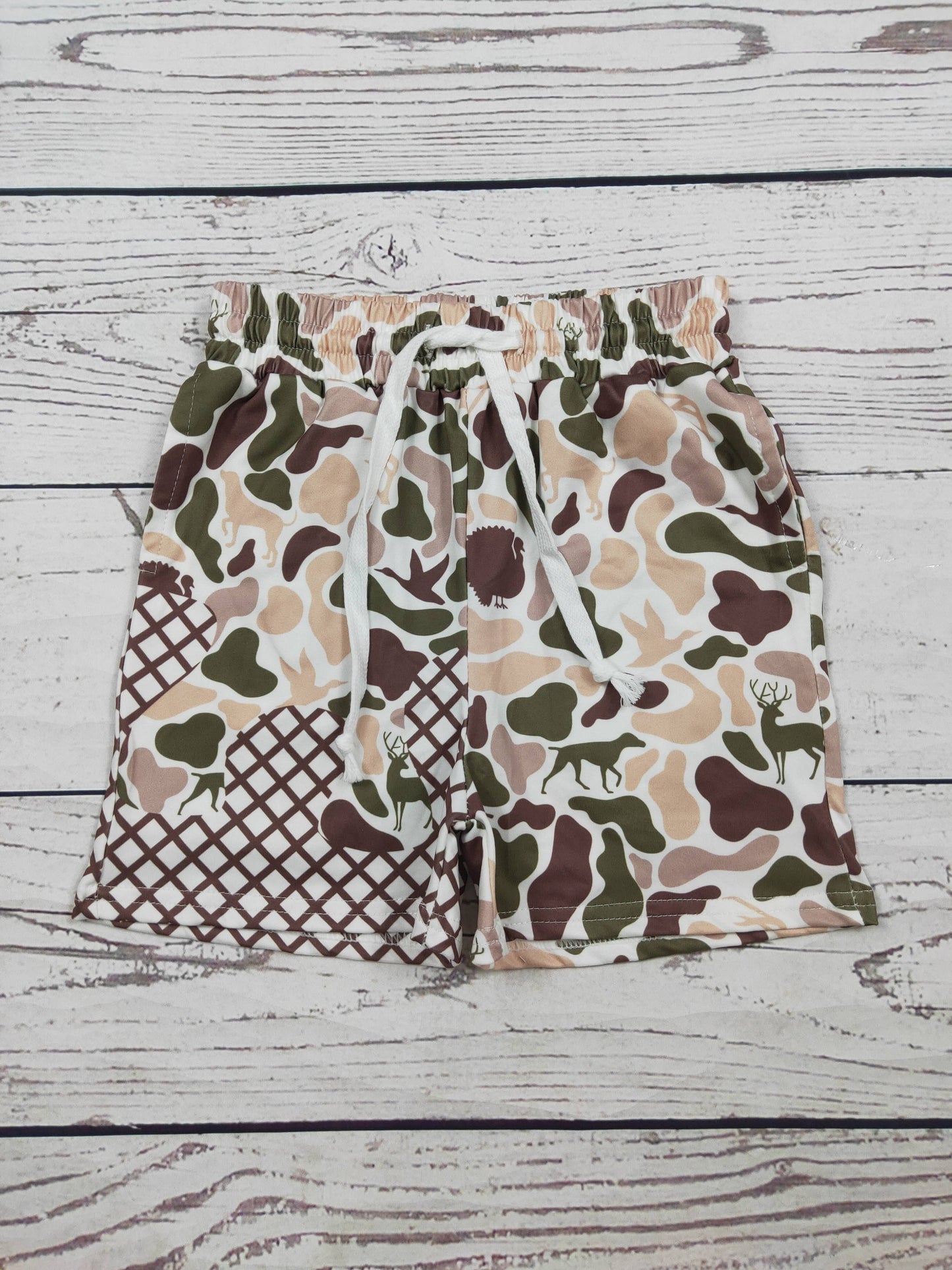 Boys Hunting Camouflage Printed Shorts