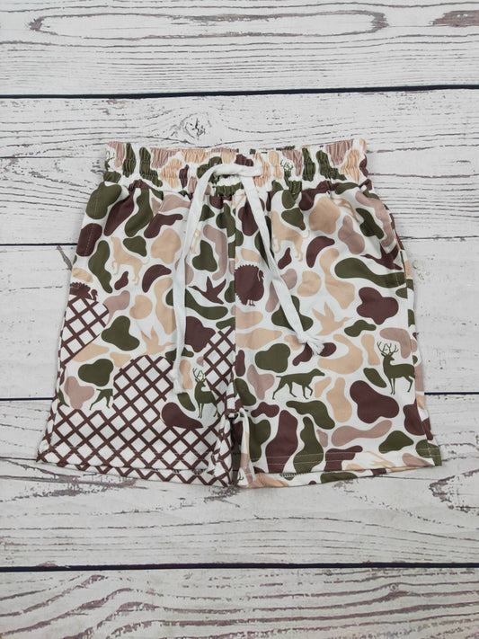 Boys Hunting Camouflage Printed Shorts