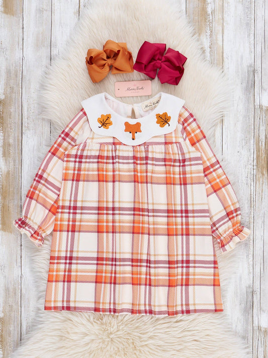 Cabin Critter Embroidered Plaid Dress