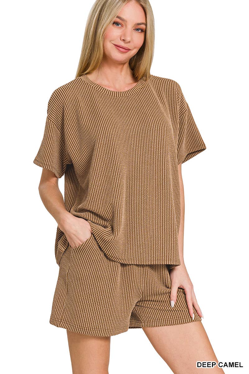 Corded Rib Tee & Shorts Set