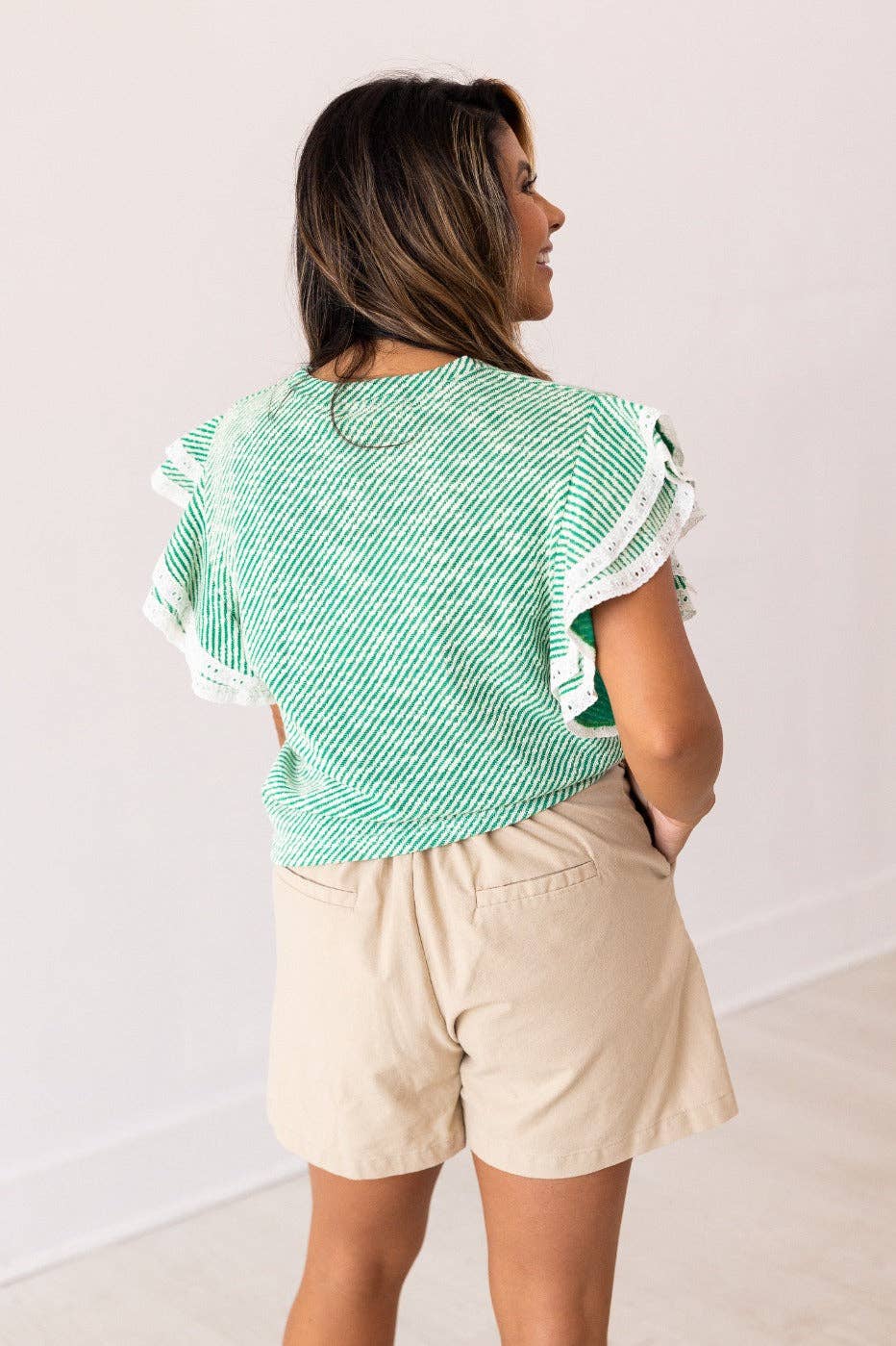 Knit Top Lace Trim Shirt