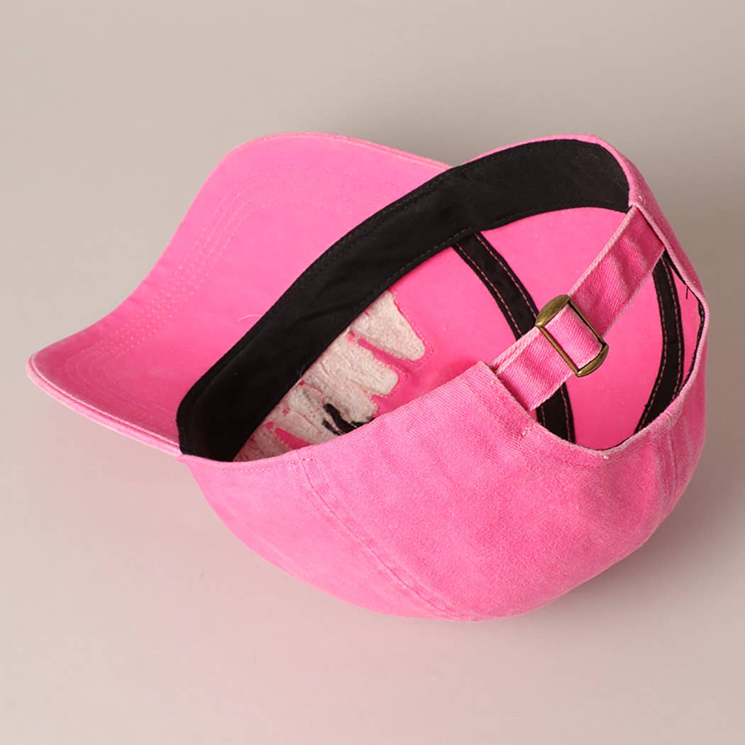 MAMA Chenille Letter Patch Cotton Baseball Cap- Hot Pink